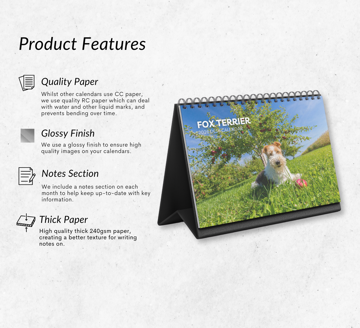 Fox Terrier Desk Calendar 2026-2027