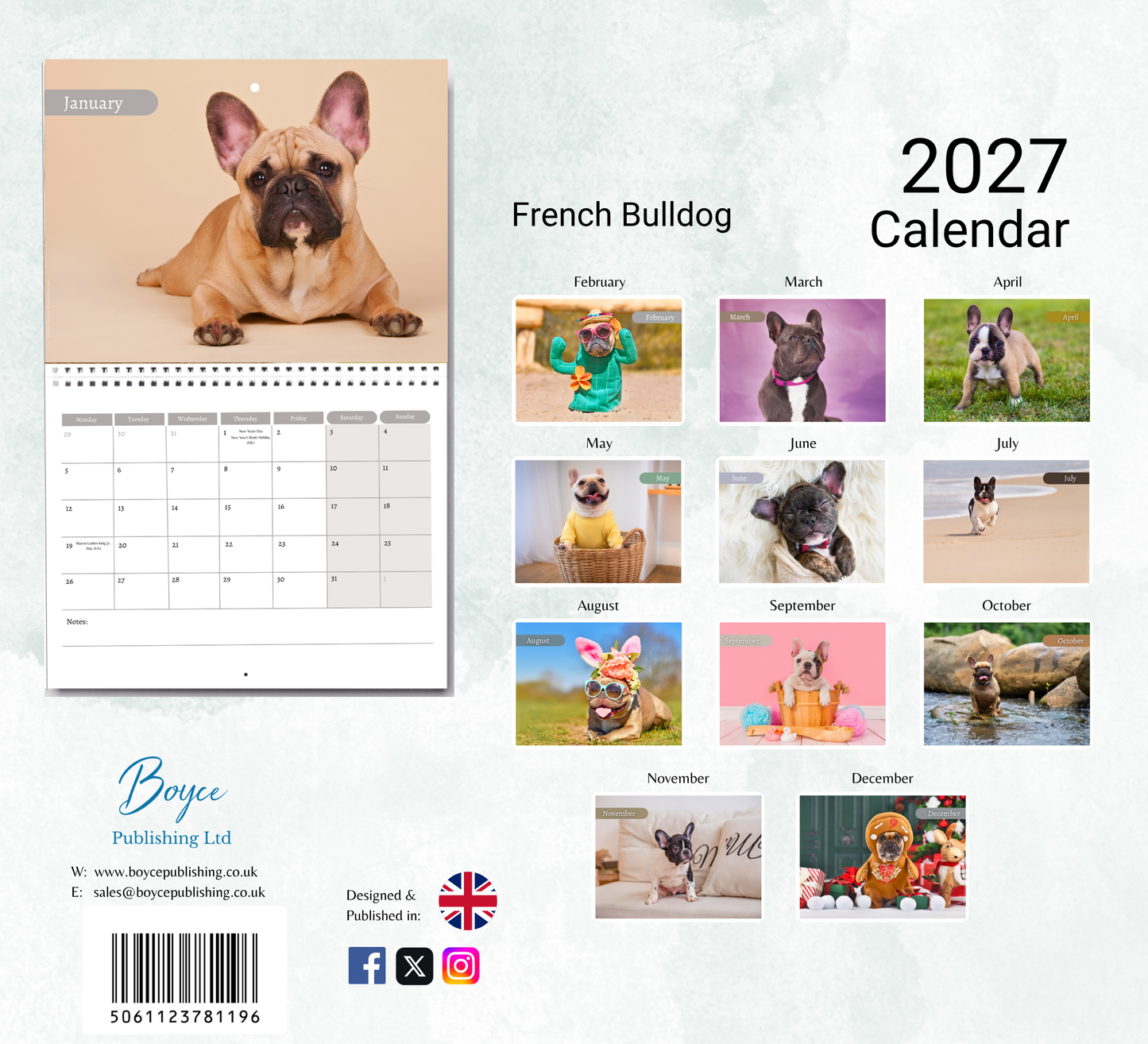 French Bulldog Calendar 2027