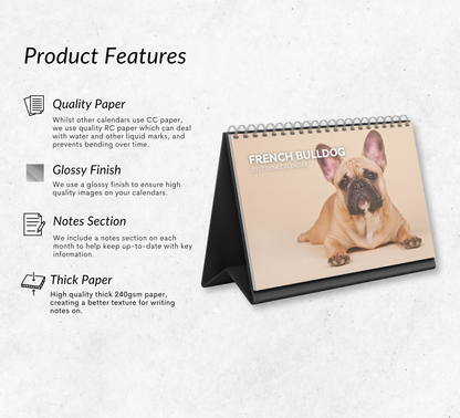 French Bulldog Desk Calendar 2027-2028