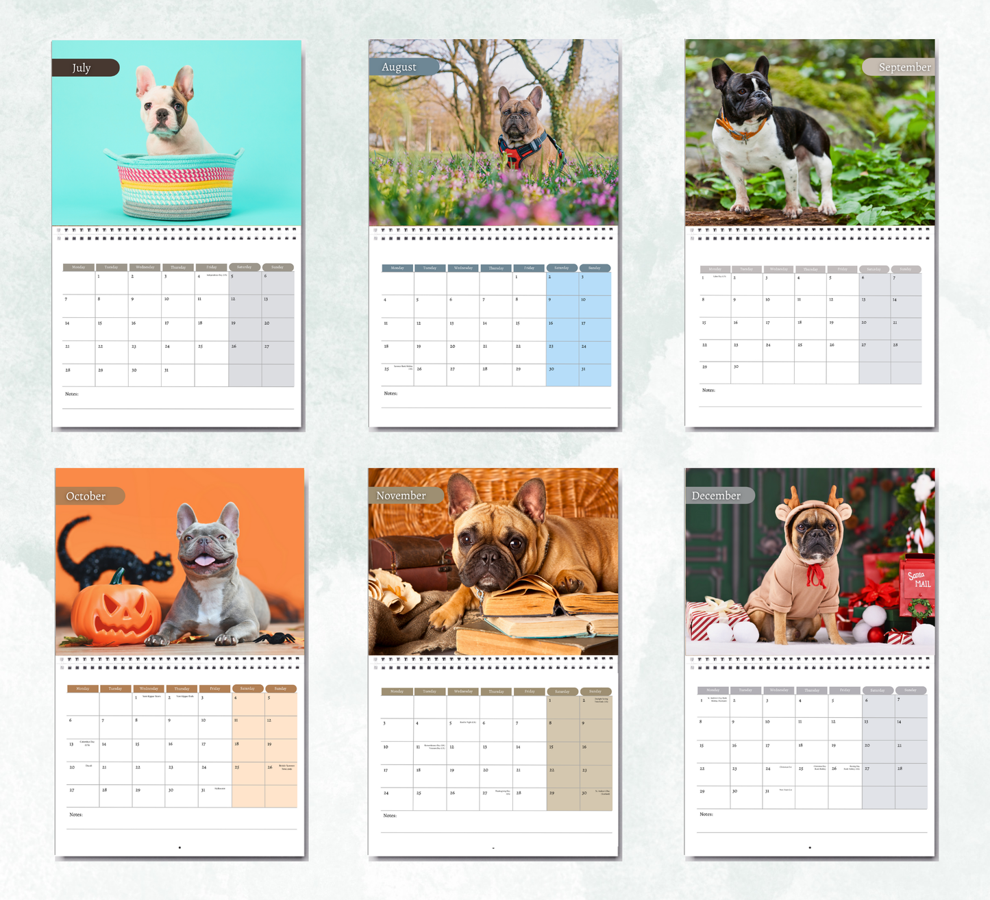 French Bulldog Calendar 2026