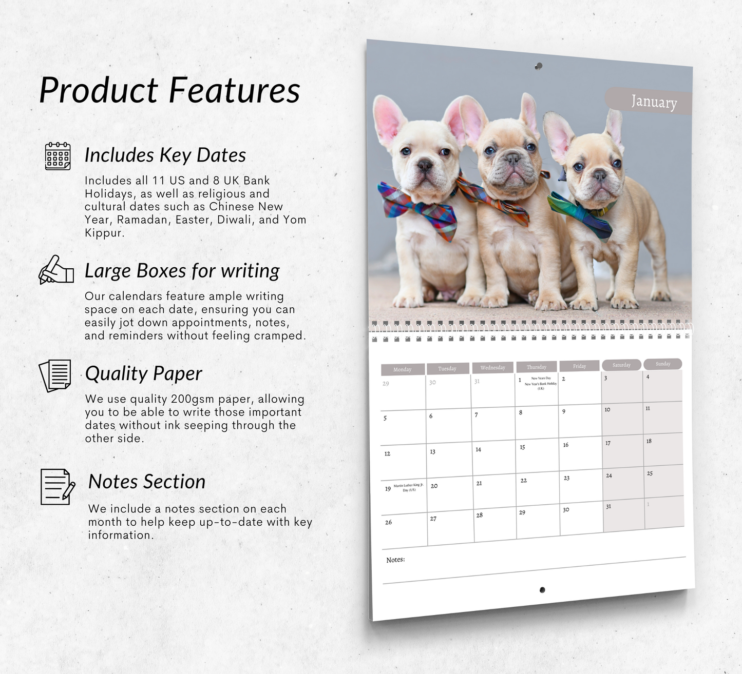 French Bulldog Calendar 2026