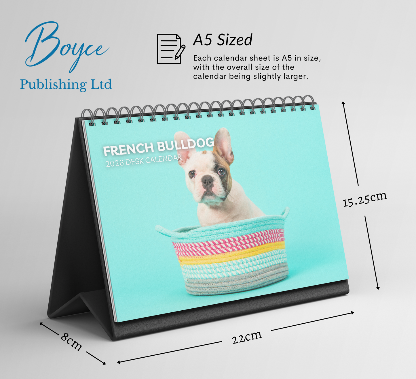 French Bulldog Desk Calendar 2026-2027