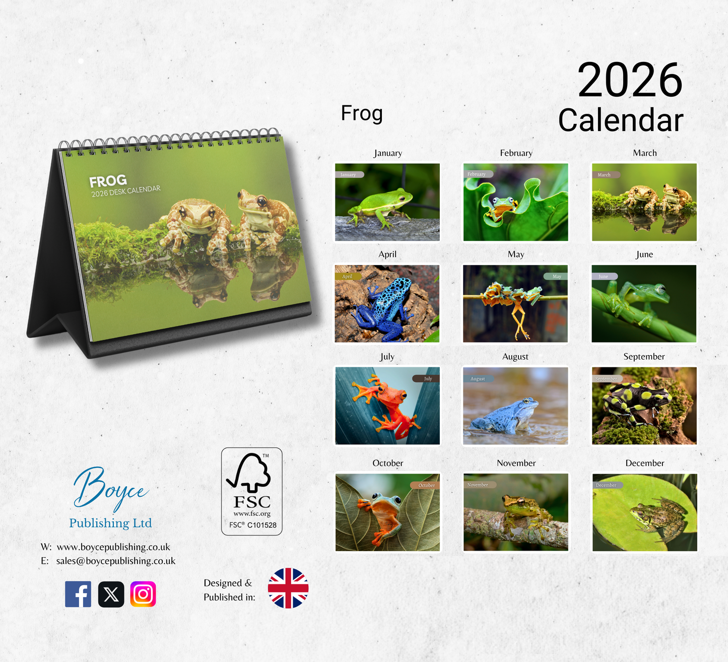 Frog Desk Calendar 2026-2027