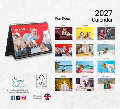 Fun Dogs Desk Calendar 2027-2028