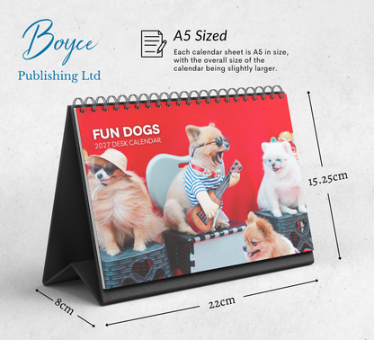Fun Dogs Desk Calendar 2027-2028