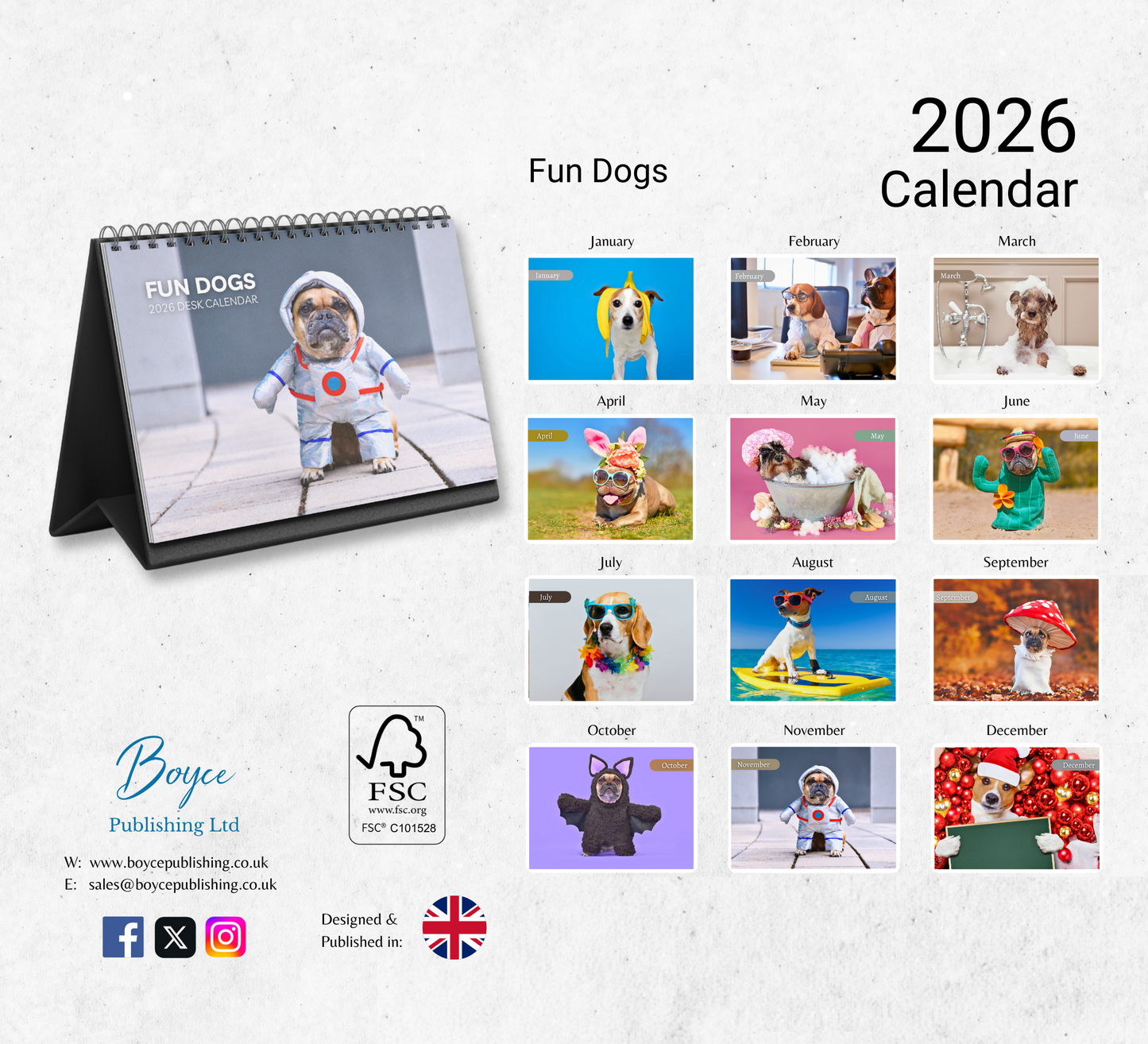Fun Dog Desk Calendar 2026-2027