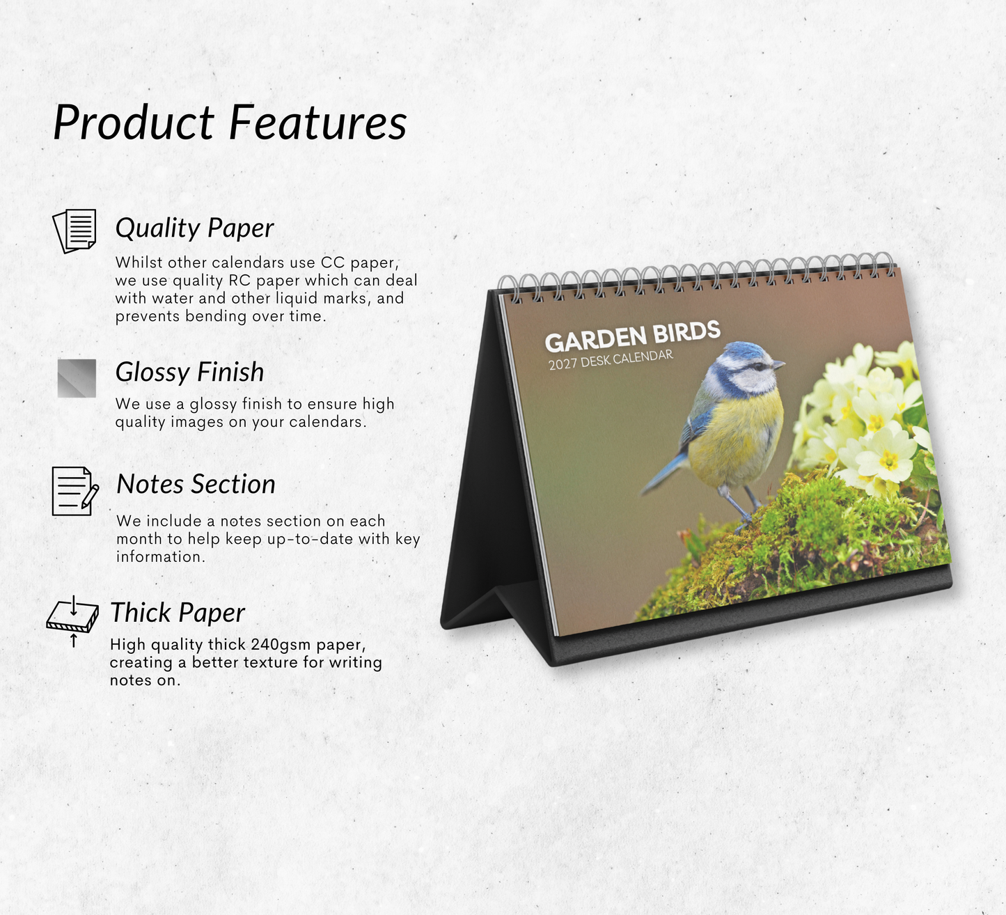 Garden Birds Desk Calendar 2027-2028