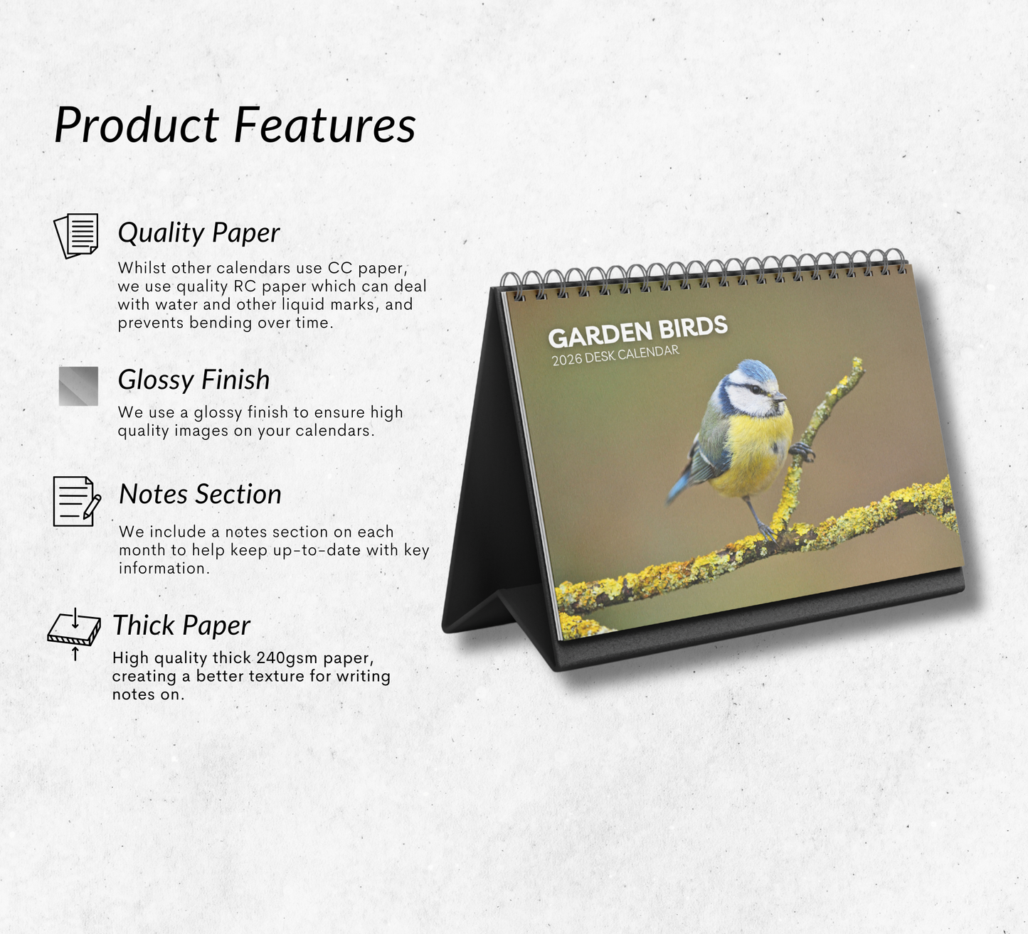 Garden Birds Desk Calendar 2026-2027