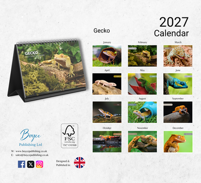 Gecko Desk Calendar 2027-2028