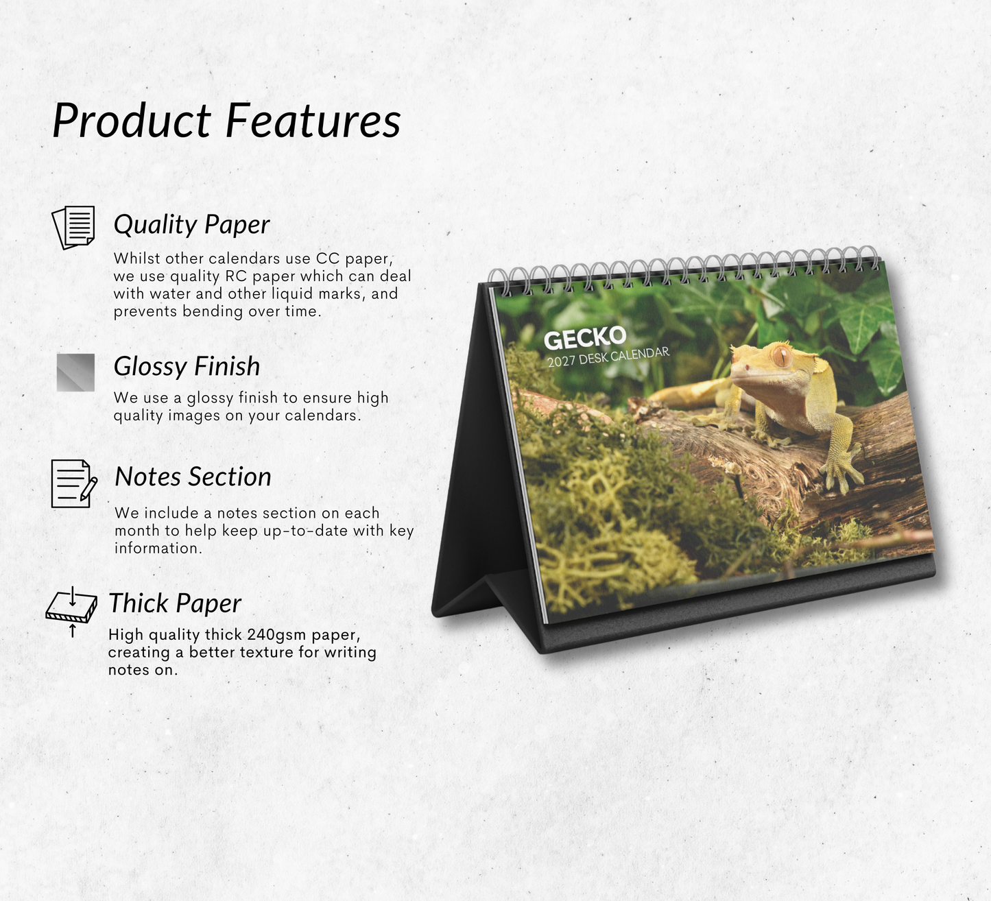 Gecko Desk Calendar 2027-2028