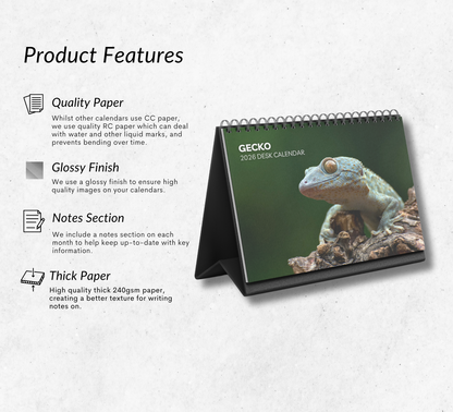 Gecko Desk Calendar 2026-2027