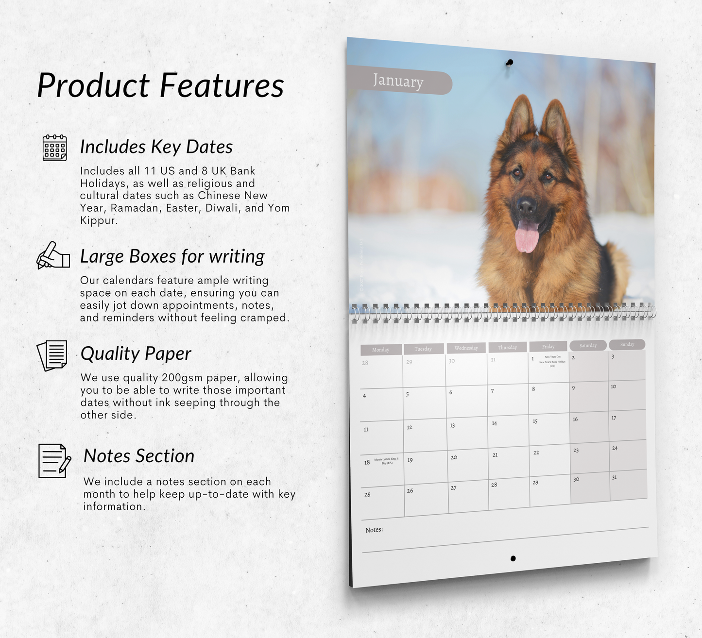 German Shepherd Calendar 2027