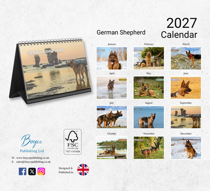 German Shepherd Desk Calendar 2027-2028
