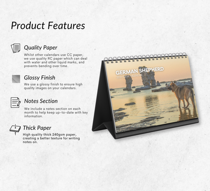 German Shepherd Desk Calendar 2027-2028