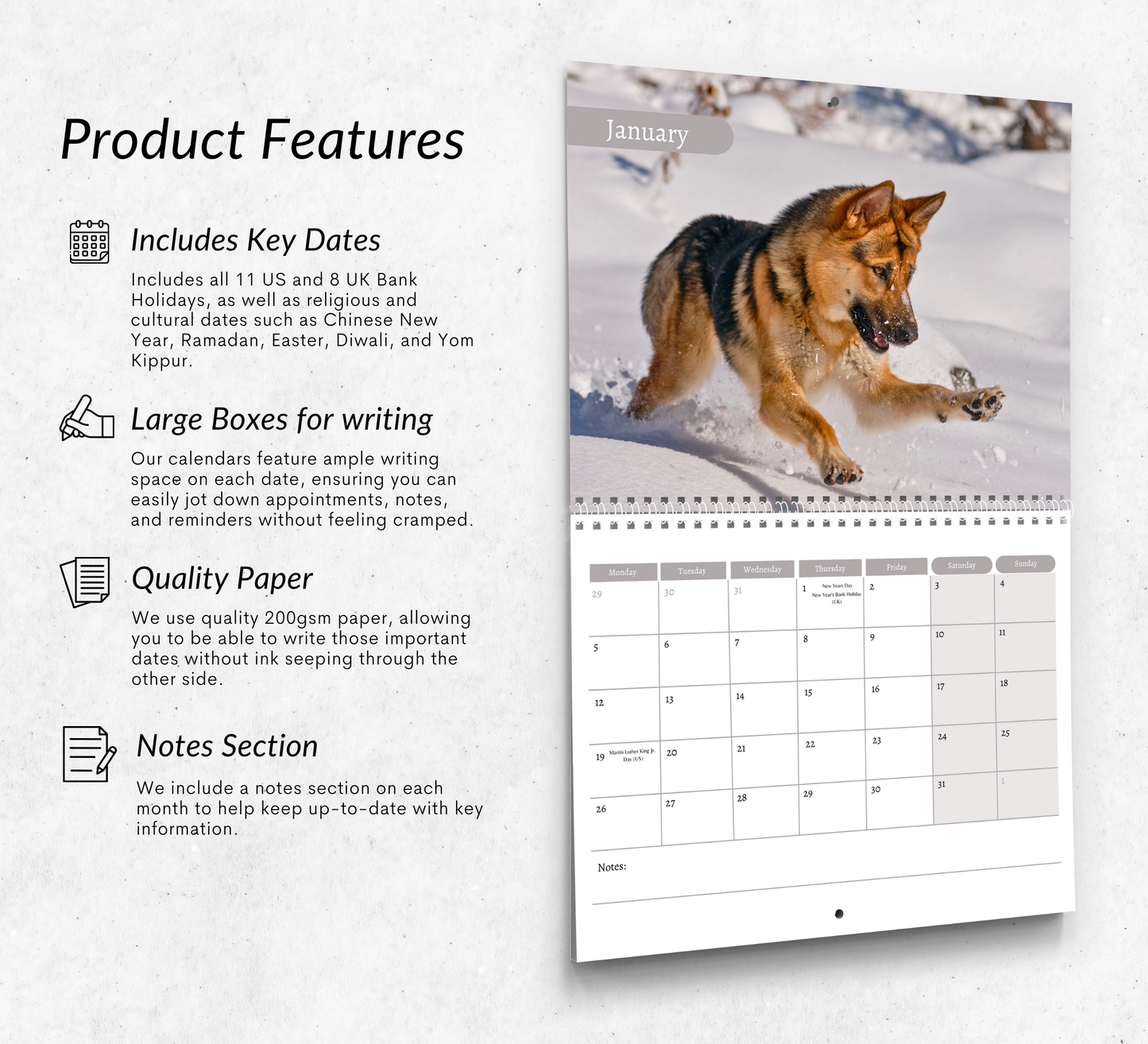German Shepherd Calendar 2026