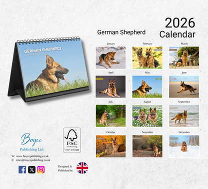 German Shepherd Desk Calendar 2026-2027