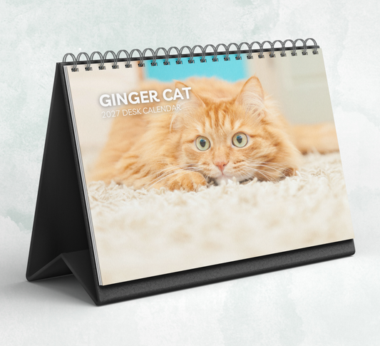 Ginger Cat Desk Calendar 2027-2028