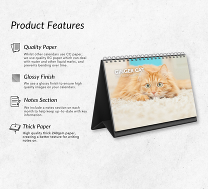 Ginger Cat Desk Calendar 2027-2028