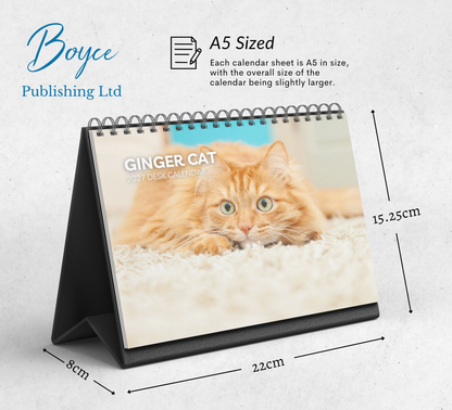 Ginger Cat Desk Calendar 2027-2028