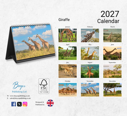 Giraffe Desk Calendar 2027-2028