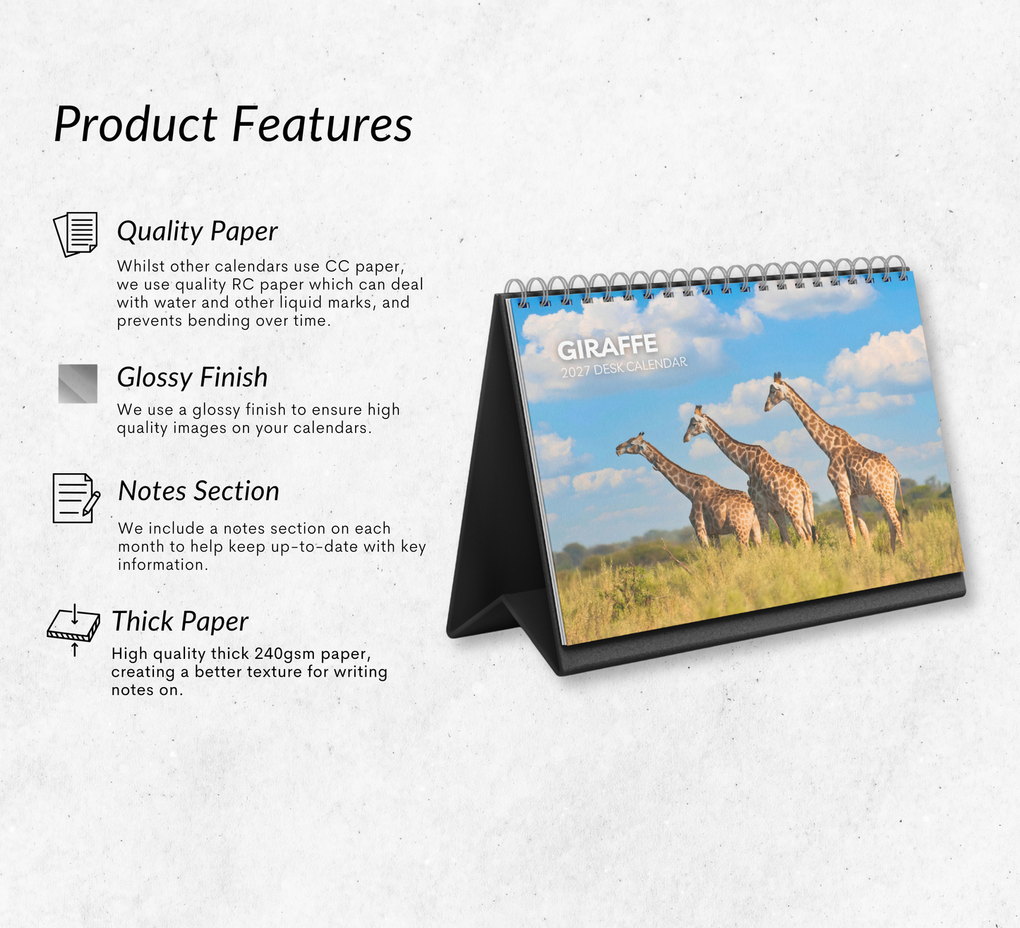 Giraffe Desk Calendar 2027-2028