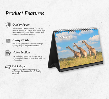 Giraffe Desk Calendar 2027-2028