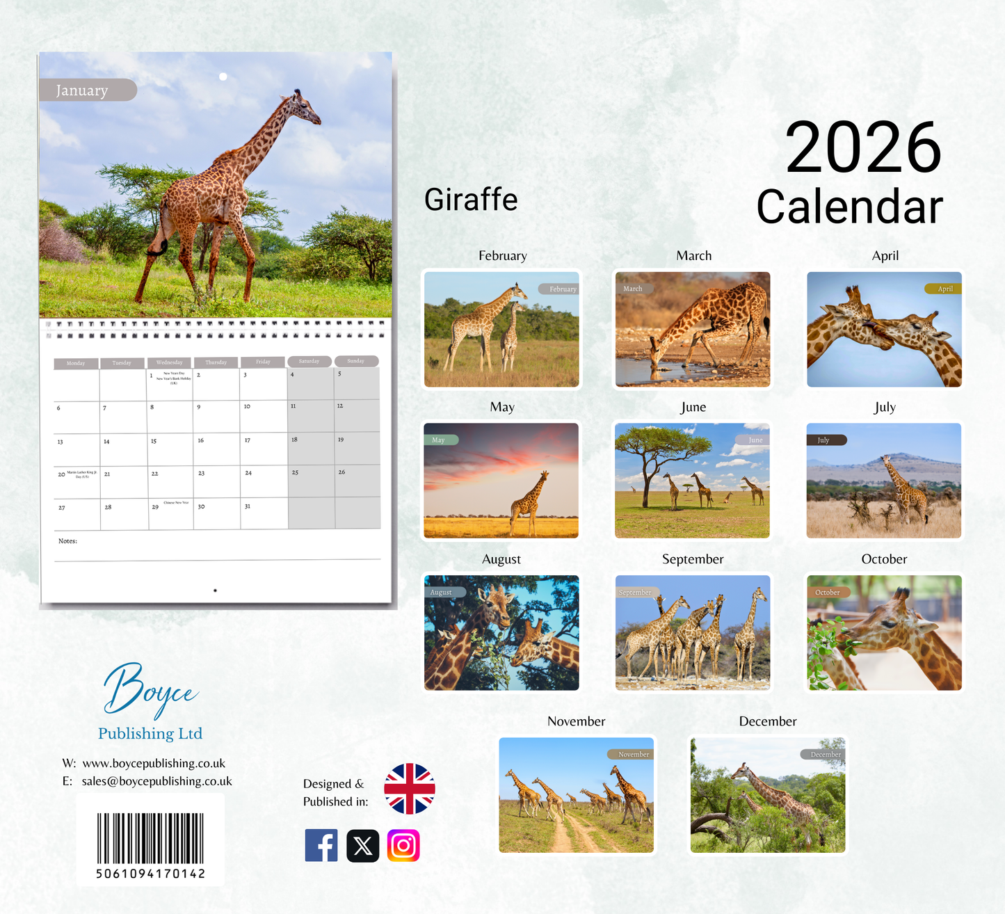 Giraffe Calendar 2026