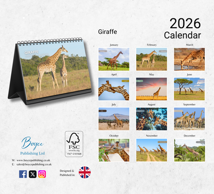 Giraffe Desk Calendar 2026-2027