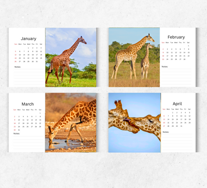 Giraffe Desk Calendar 2026-2027