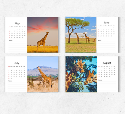 Giraffe Desk Calendar 2026-2027