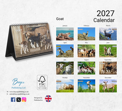 Goat Desk Calendar 2027-2028