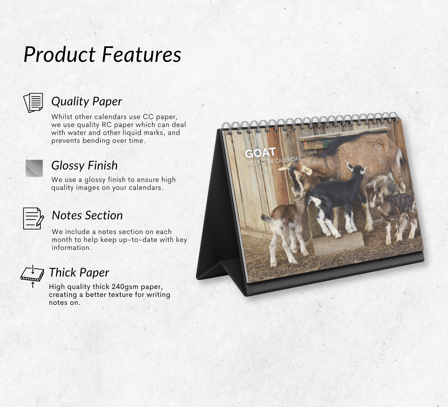 Goat Desk Calendar 2027-2028