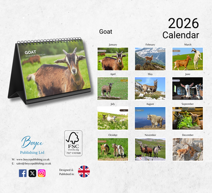 Goat Desk Calendar 2026-2027
