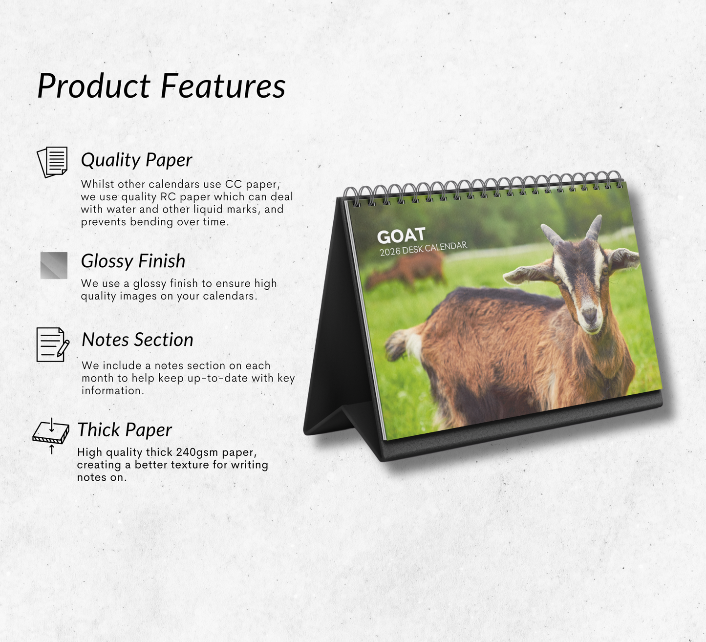 Goat Desk Calendar 2026-2027