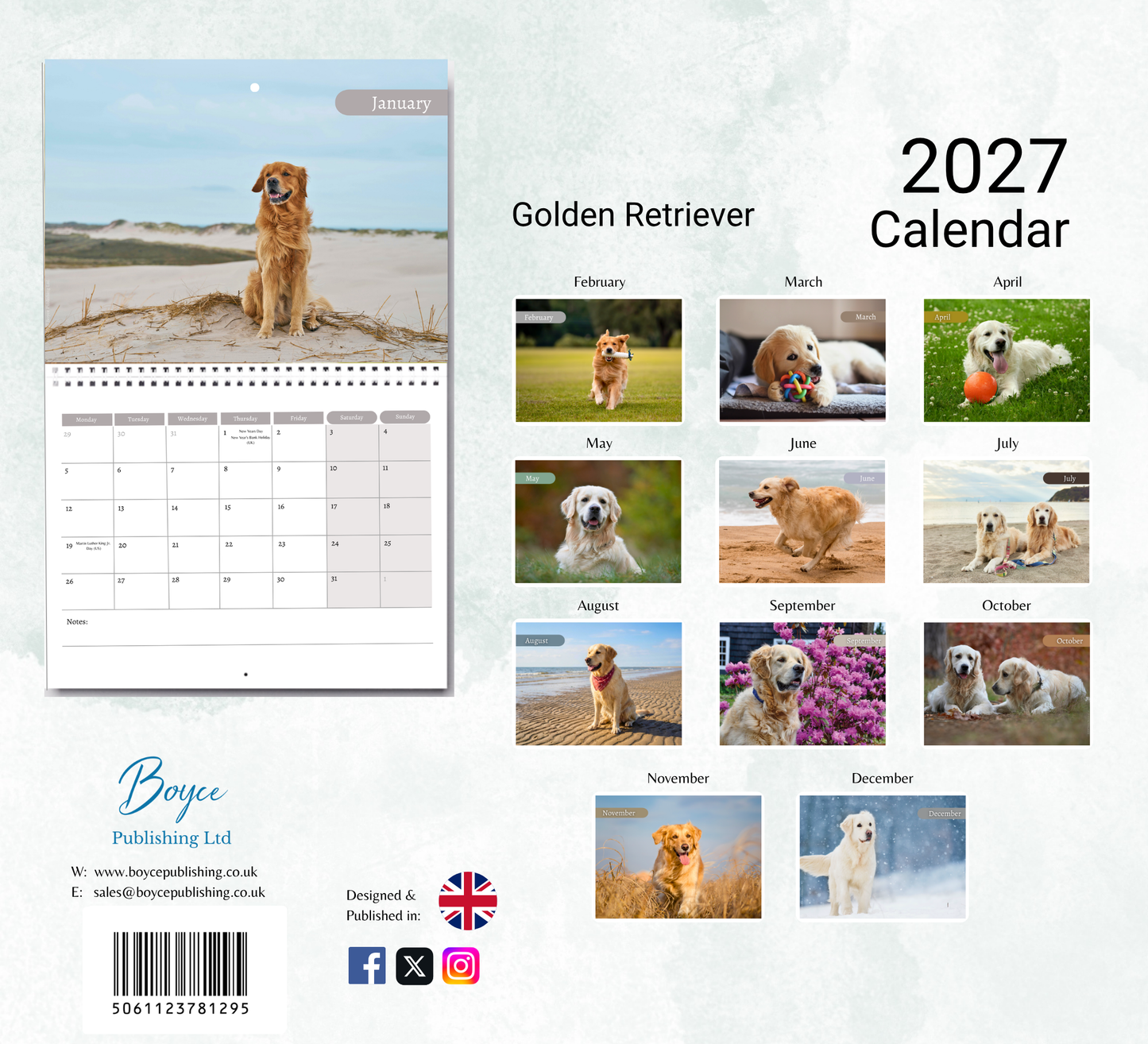 Golden Retriever Calendar 2027