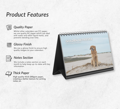 Golden Retriever Desk Calendar 2027-2028