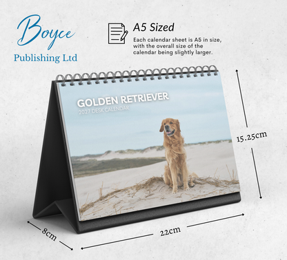 Golden Retriever Desk Calendar 2027-2028