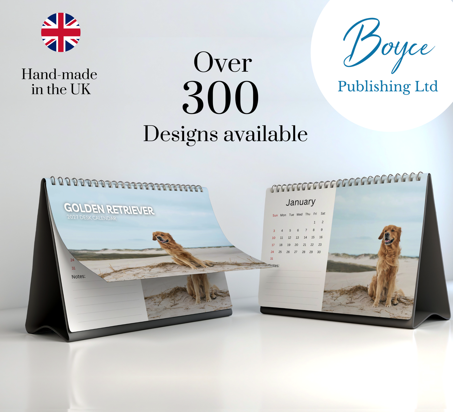 Golden Retriever Desk Calendar 2027-2028