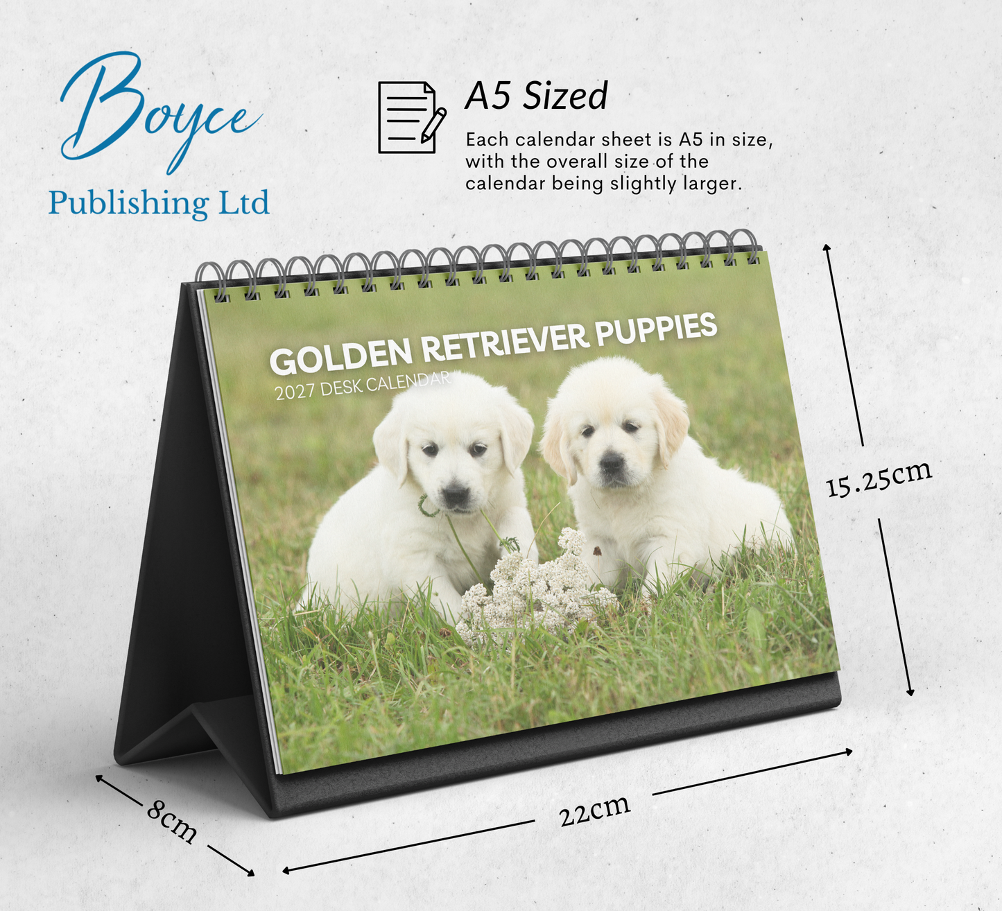 Golden Retriever Puppies Desk Calendar 2027-2028