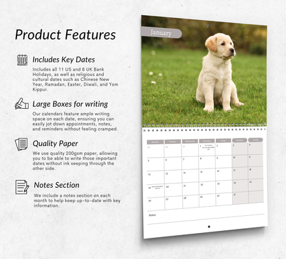 Golden Retriever Puppies Calendar 2026