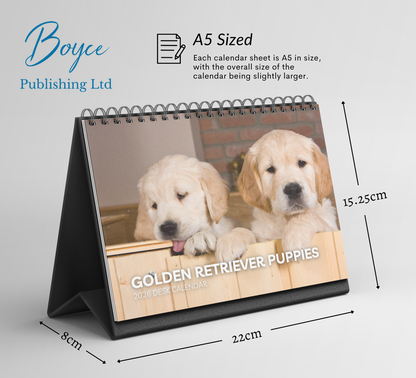 Golden Retriever Puppies Desk Calendar 2026-2027