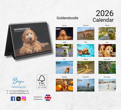 Goldendoodle Desk Calendar 2026-2027