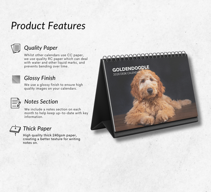 Goldendoodle Desk Calendar 2026-2027