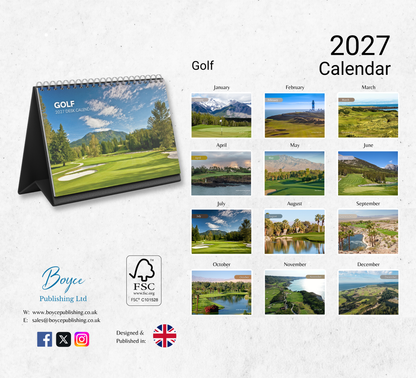 Golf Desk Calendar 2027-2028