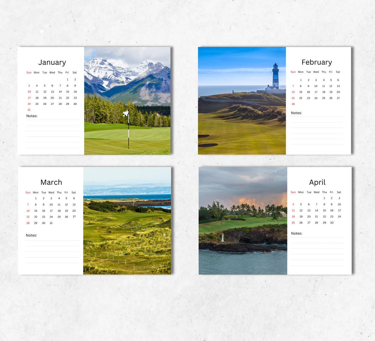 Golf Desk Calendar 2027-2028