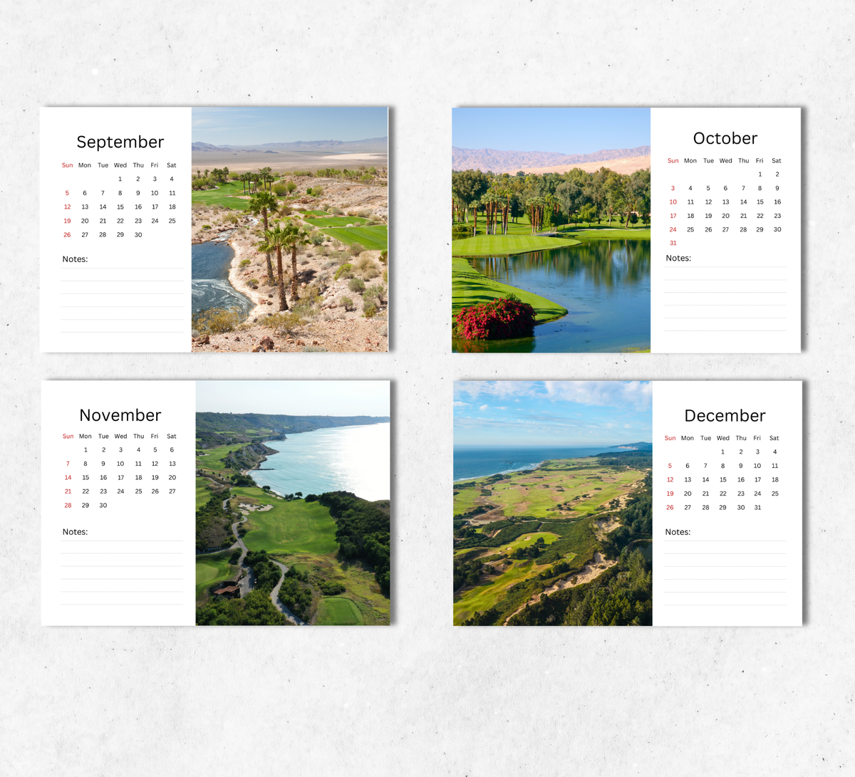 Golf Desk Calendar 2027-2028