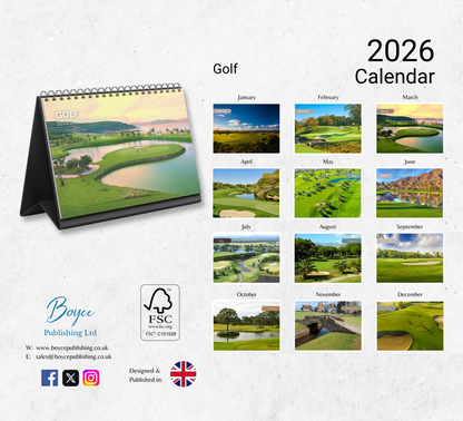 Golf Desk Calendar 2026-2027