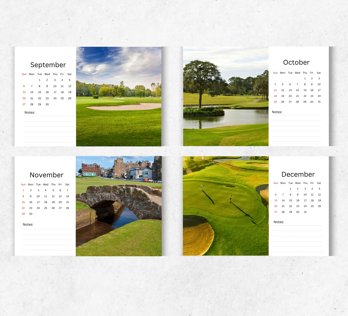 Golf Desk Calendar 2026-2027