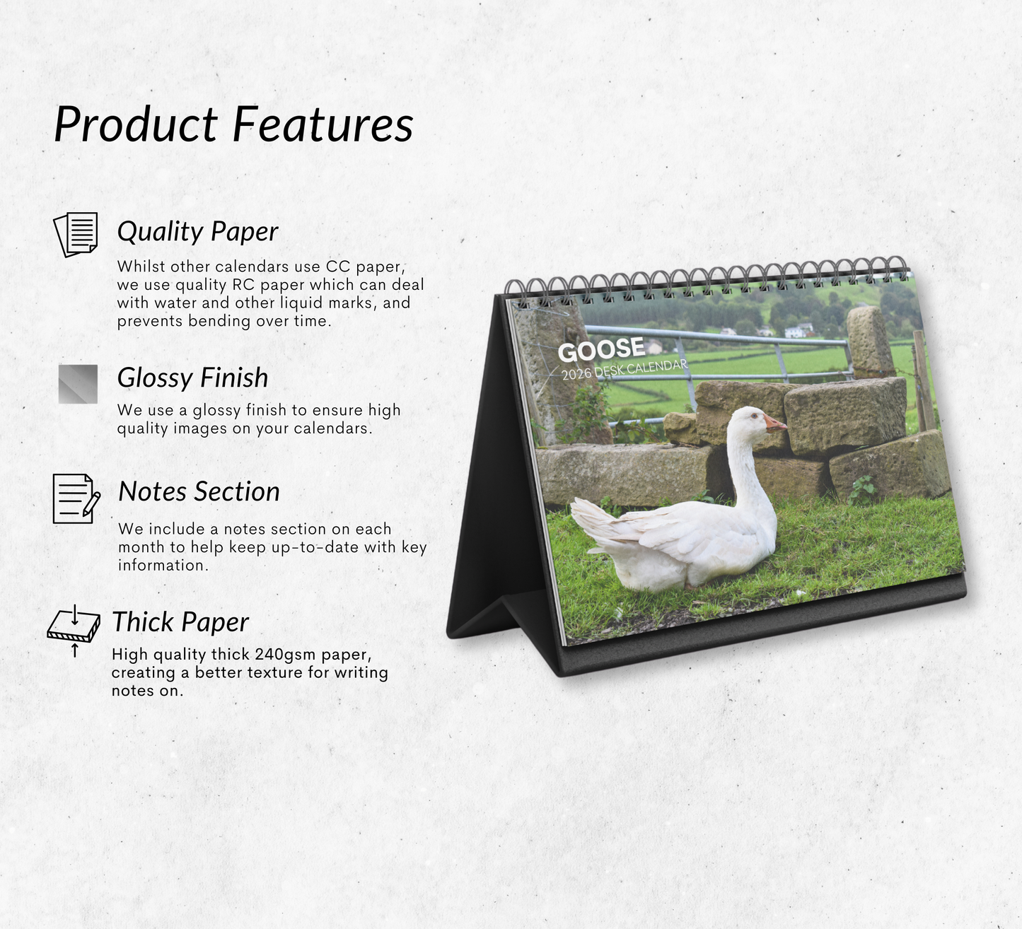 Goose Desk Calendar 2026-2027