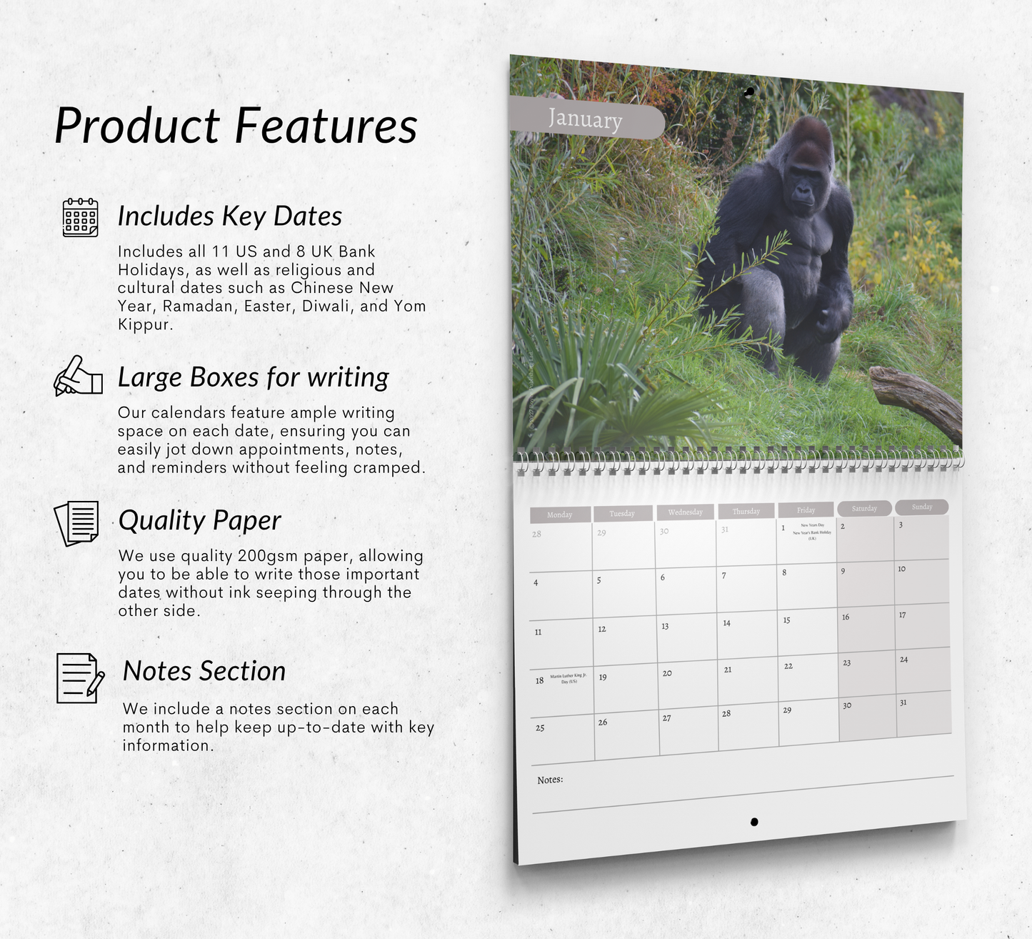 Gorilla Calendar 2027